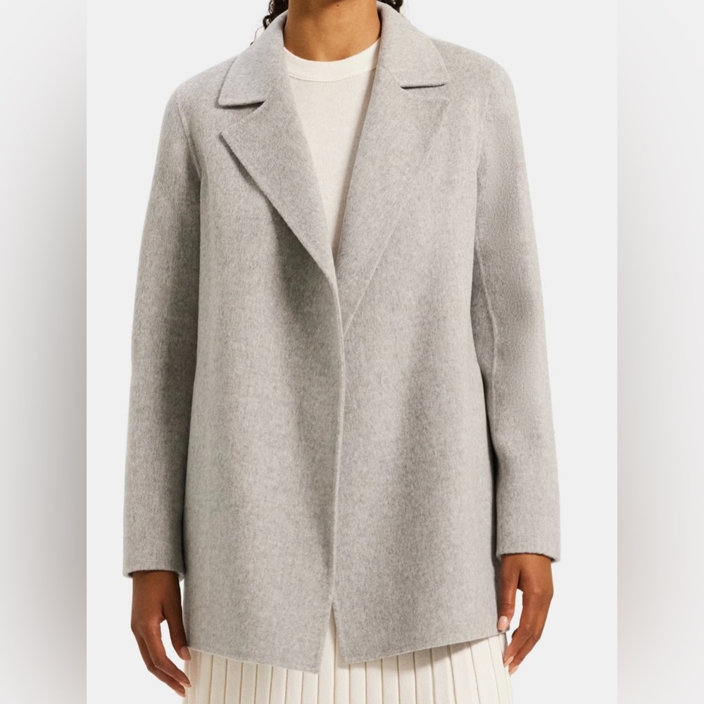 Theory Open Front Coat Double Face Wool Cashmere